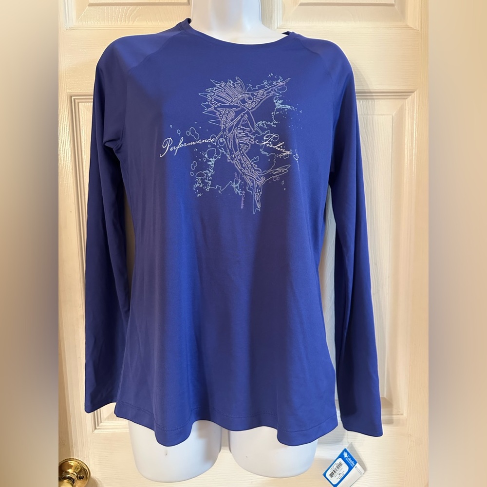 Columbia Women's Blue Graphic Long Sleeve Fishing Shirt